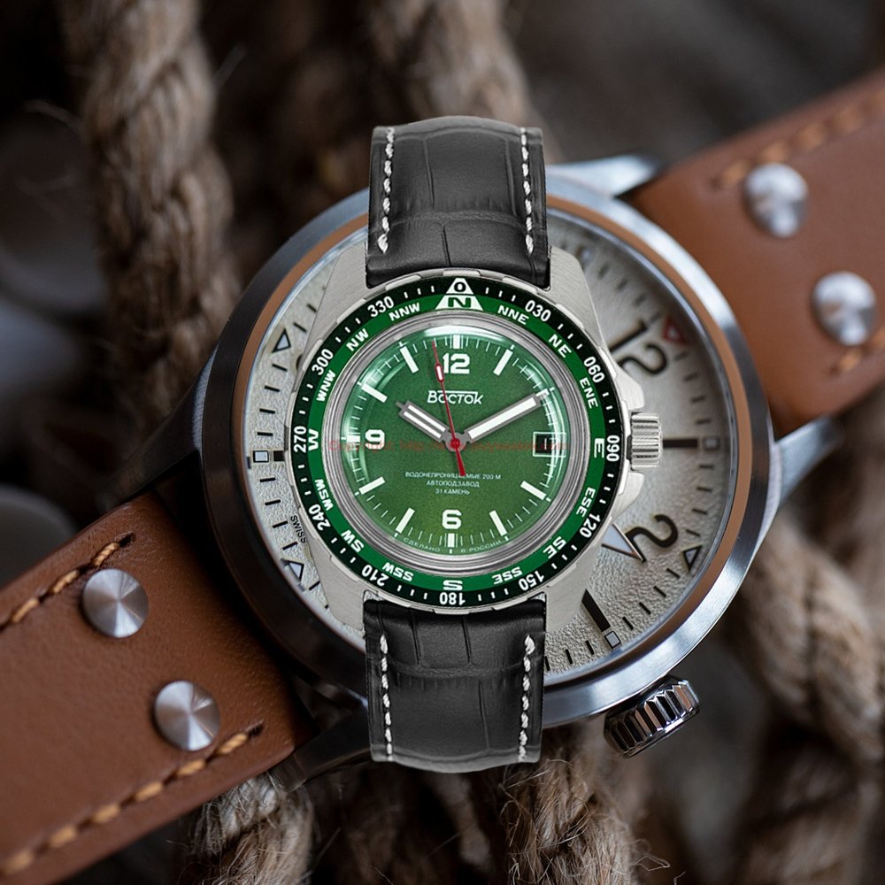 Vostok Amphibia SE Auto Green Dial Camouflage