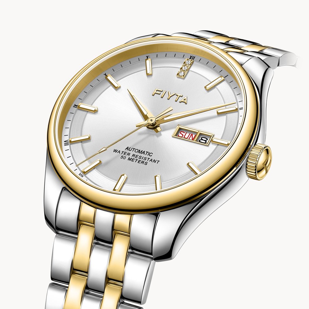 Fiyta Classic — White Dial Brown Leather Automatic (40mm)
