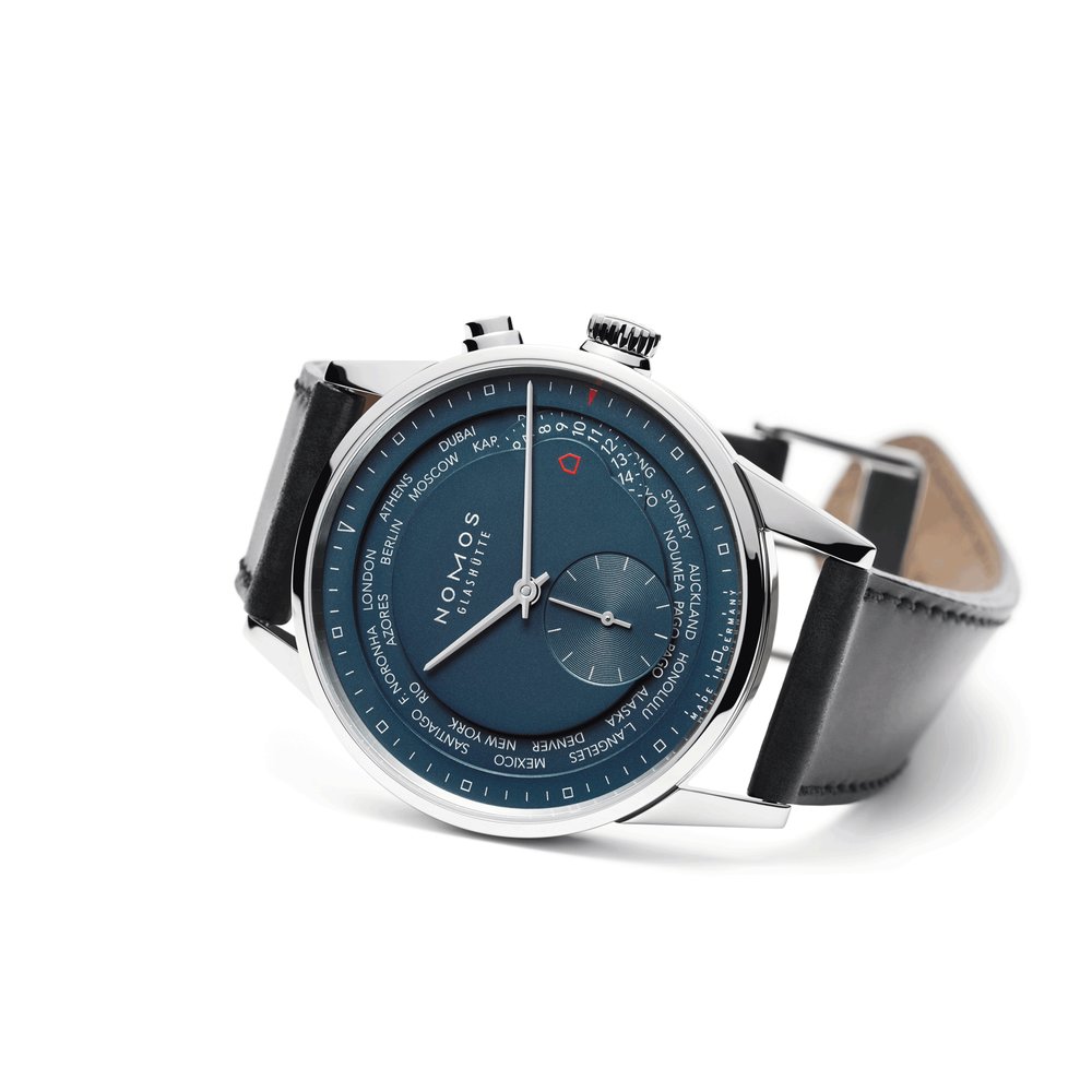 Nomos Glashütte Zürich Weltzeit nacht