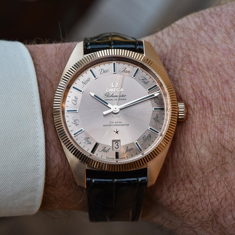Omega Globemaster Annual Calendar Moonshine Gold