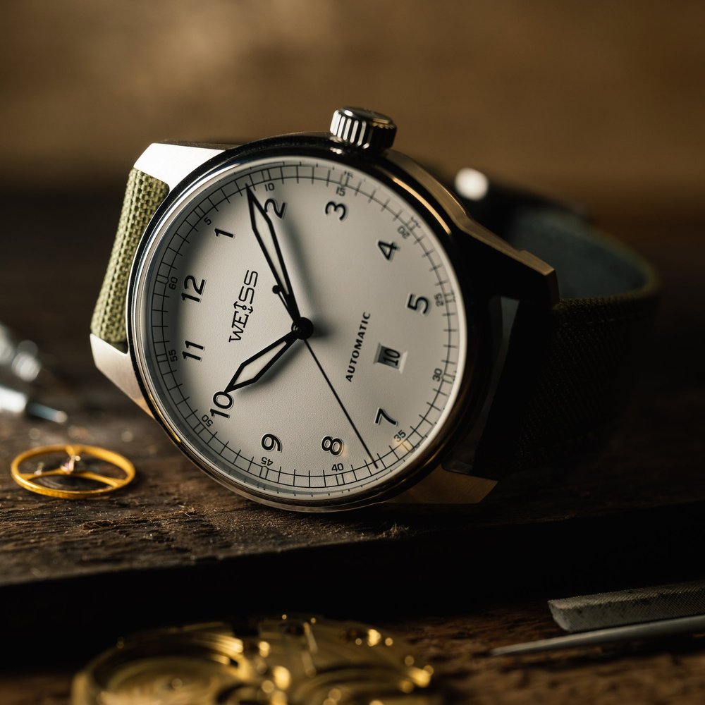 Weiss Watch Company American Issue Field Watch 42mm — White Dial (Cal. 1003)
