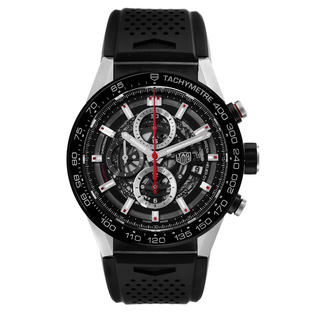 TAG Heuer Carrera Heuer-01 Caseback 45mm Black Rubber