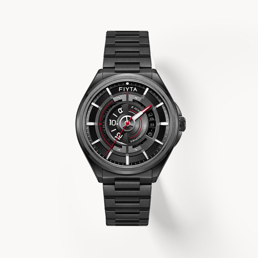Fiyta Photographer — Skeleton Black Steel Bracelet (Automatic)