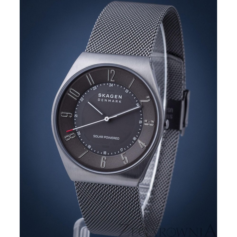Skagen Grenen Solar-Powered Charcoal Mesh