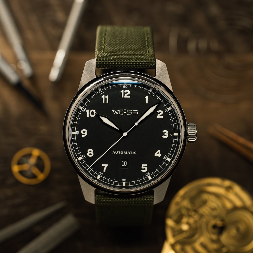 Weiss Watch Company Automatic Standard Issue Field Watch 42mm with Date — Black Dial (Cal. 2130)