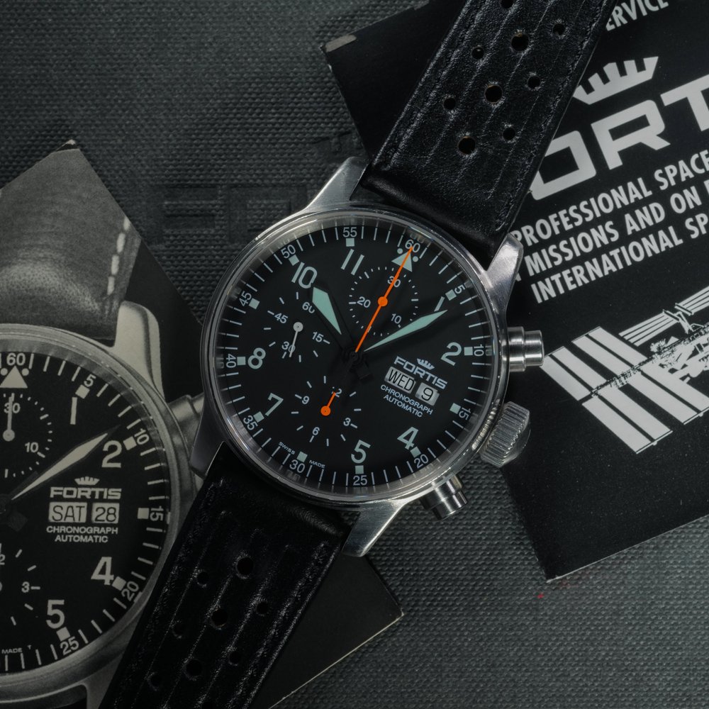 Fortis B-42 Flieger Chronograph Black Dial