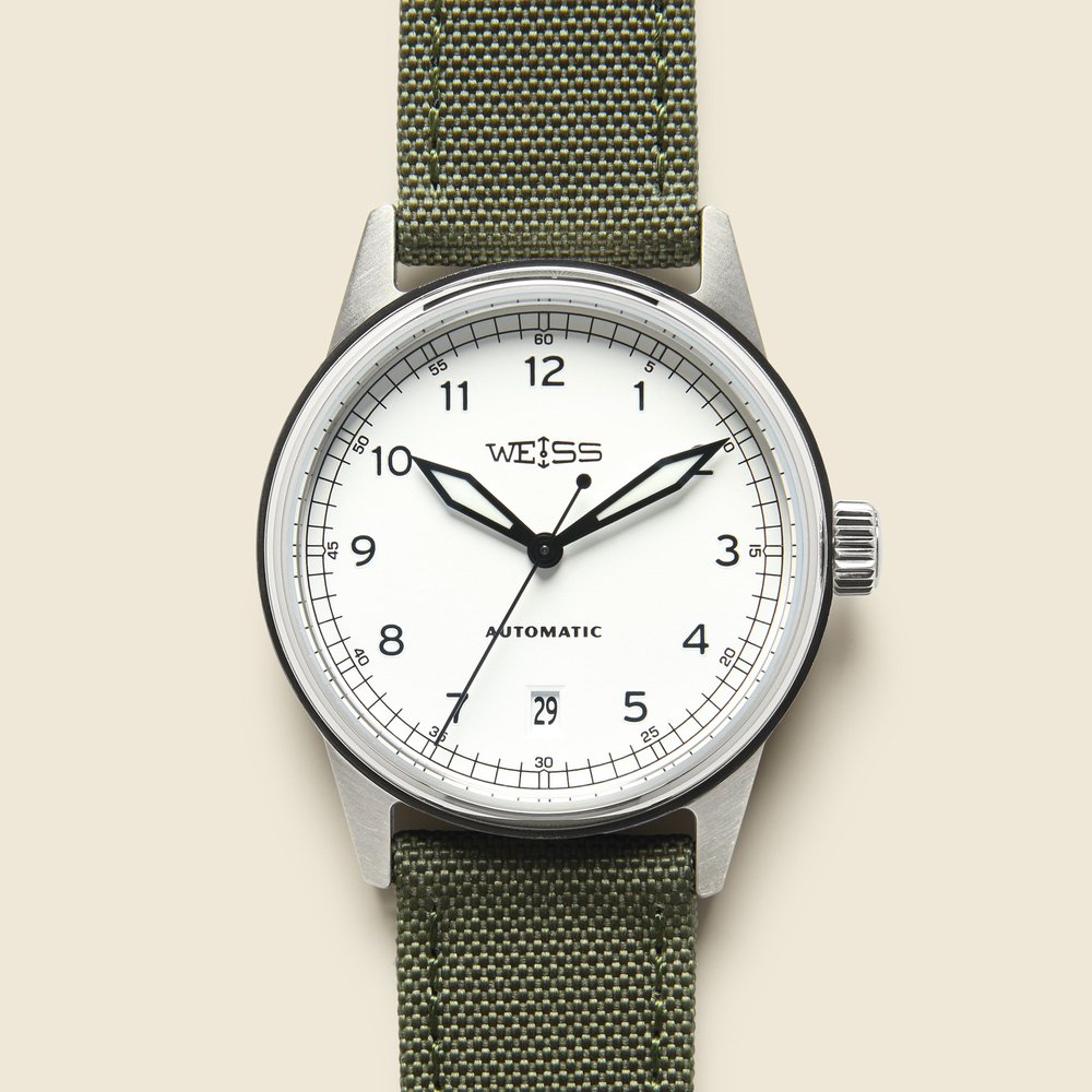 Weiss Watch Company Standard Issue Field Watch 38mm — White Dial (Cal. 1005)